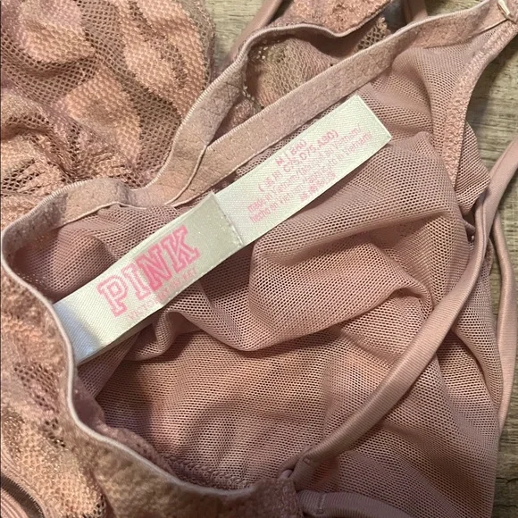 PINK Victoria's Secret Dusty Rose Lace Bralette - Picture 2 of 3